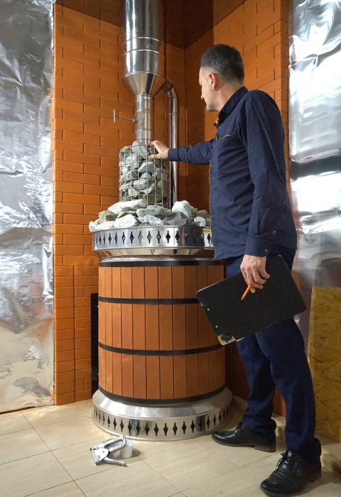 Печь банная «РУССКАЯ БАНЯ» в кирпичной облицовке