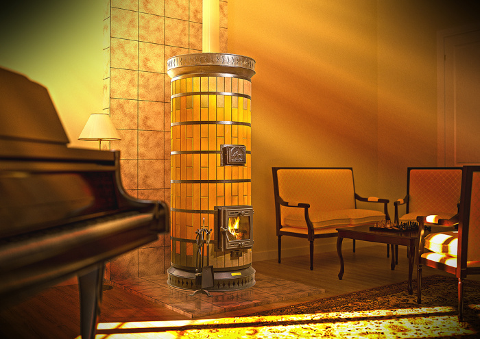 Печь отопительная "СУДАРЫНЯ" в кирпичной облицовке