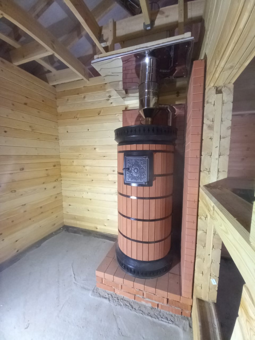 Печь банная «РУССКАЯ БАНЯ» С ЗАКРЫТОЙ КАМЕНКОЙ в кирпичной облицовке