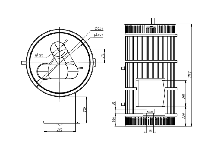 Печь банная малая «РУССКАЯ БАНЯ» в амфиболите