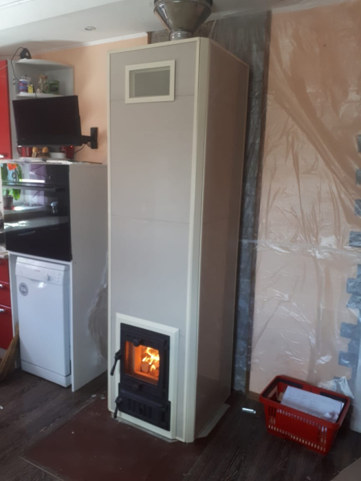 Печь отопительная "Нижегородская" в бежевом керамограните