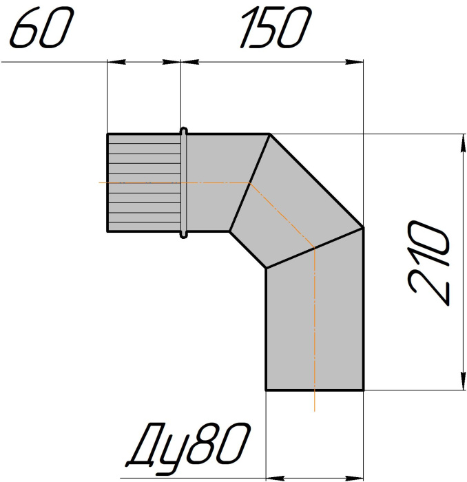 Отвод притока 90° Ду80