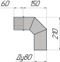 Отвод притока 90° Ду80