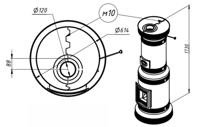 Печь круглая отопительная "ГОЛЛАНДКА КДМ-15"