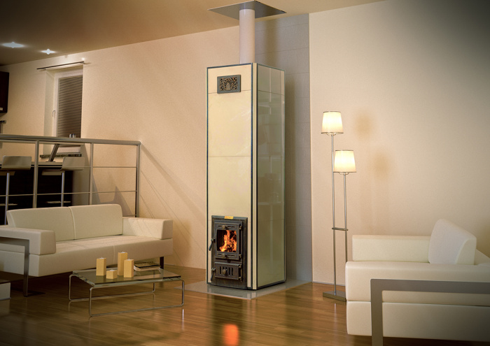 Печь отопительная "Нижегородская" в бежевом керамограните