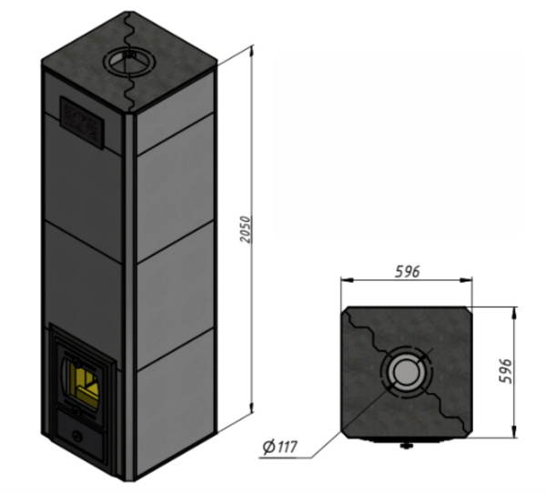 Печь отопительная "Нижегородская" в бежевом керамограните