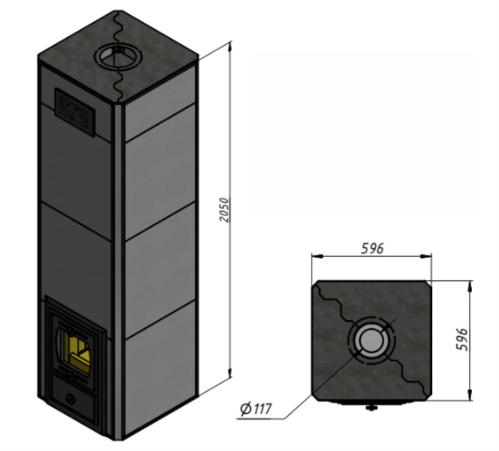 Печь отопительная "Нижегородская" в бежевом керамограните