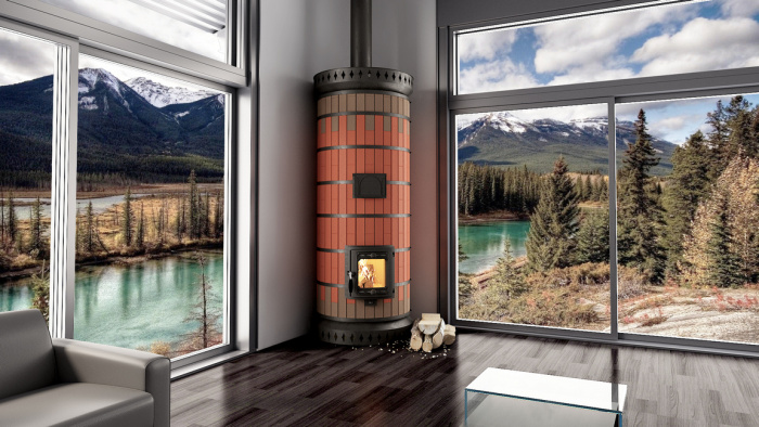 Печь отопительная "СУДАРЫНЯ" в кирпичной облицовке