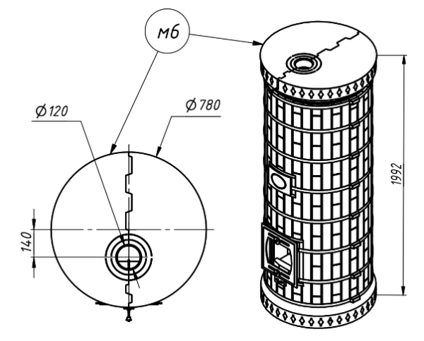 Печь отопительная "СУДАРЫНЯ" в кирпичной облицовке Марс