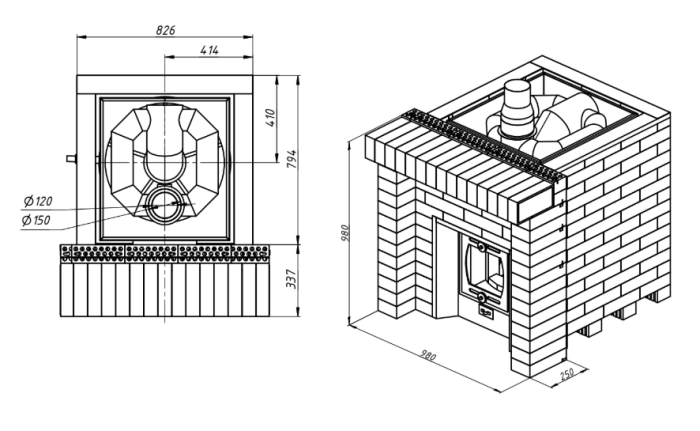 Печь банная «ДЯТЛОВЫ ГОРЫ» с порталом